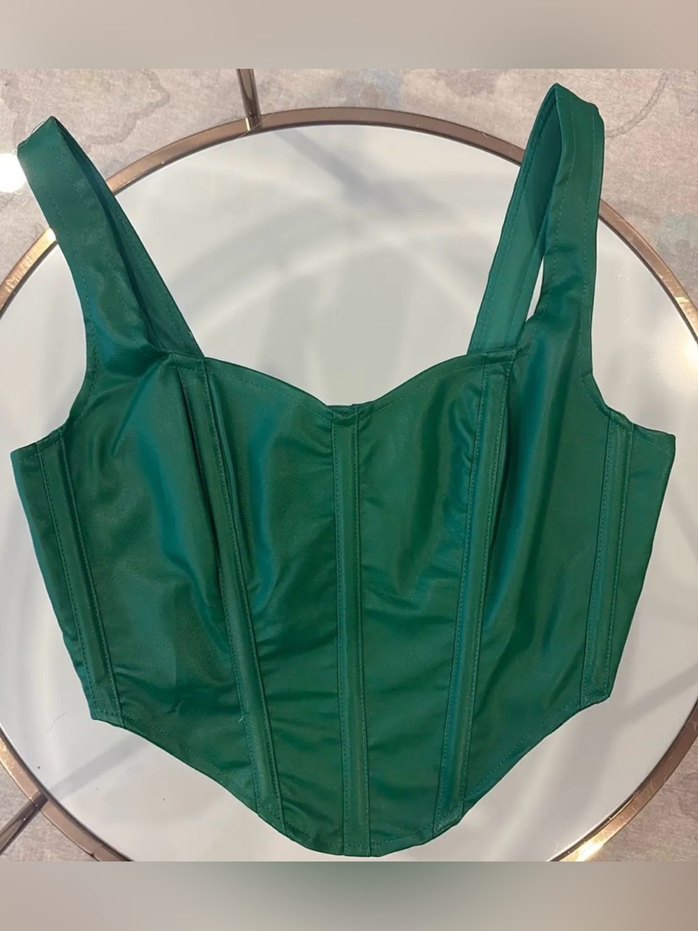 Structured Emerald Green Crop Corset Top
